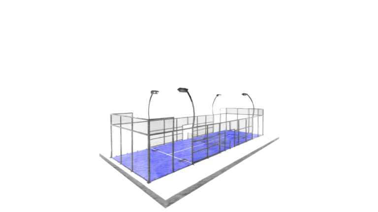 UNIXPADEL Single Padel Court CAD perspective line drawing