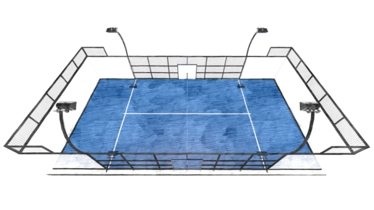 WP Challenge Padel Court 3D perspective line drawing