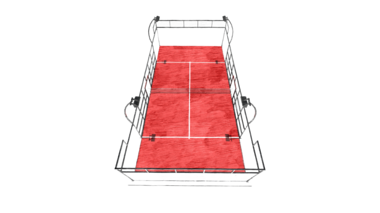 Panoramic Padel Court CAD perspective view diagram