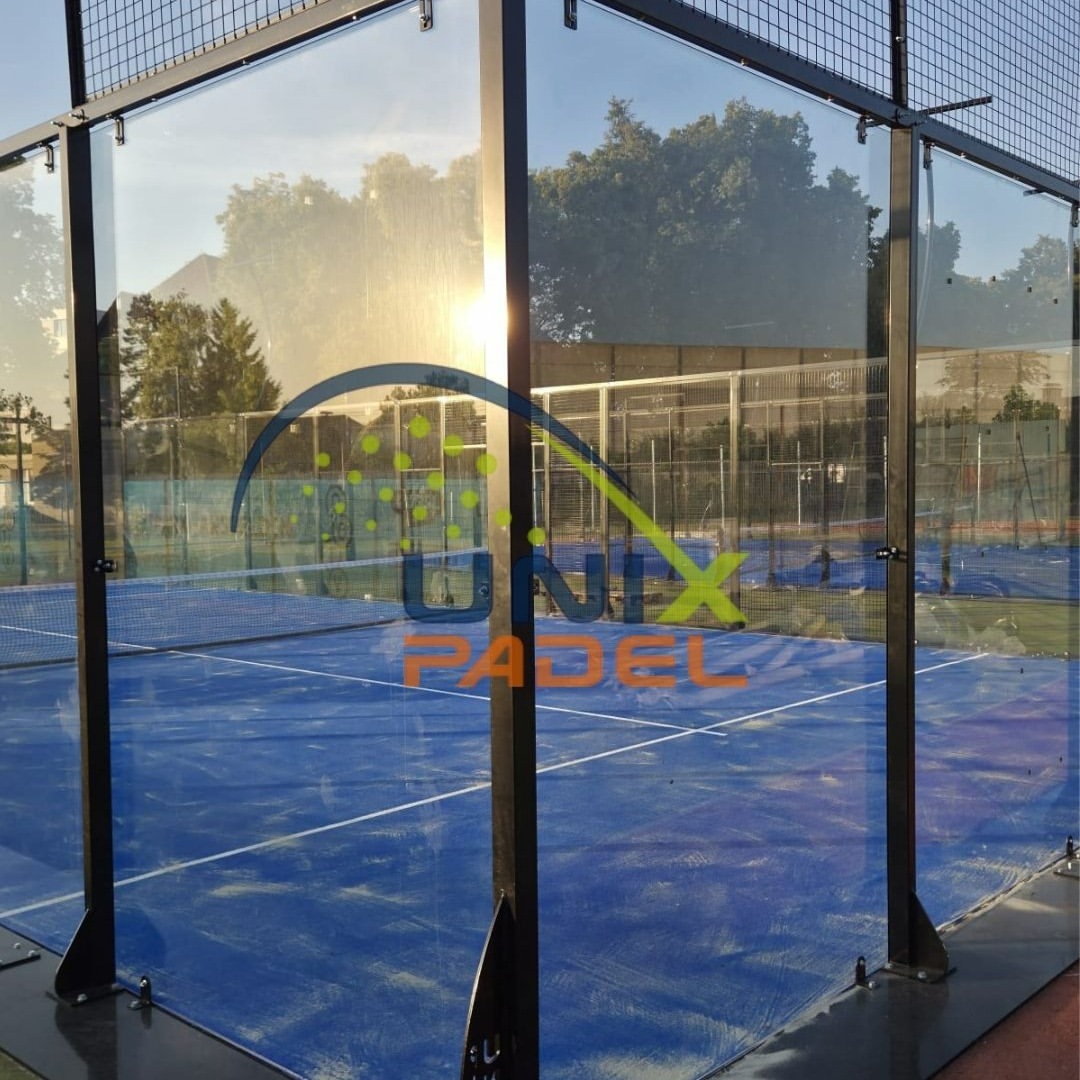 Concrete-free modular padel court in Austria being installed with no excavation or civil works