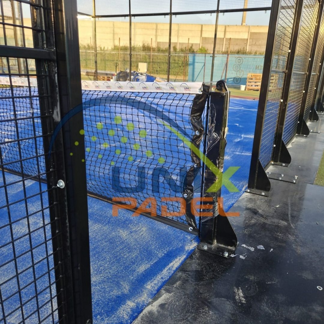 Plate padel court in Austria with a galvanized steel platform installed on an existing flat surface