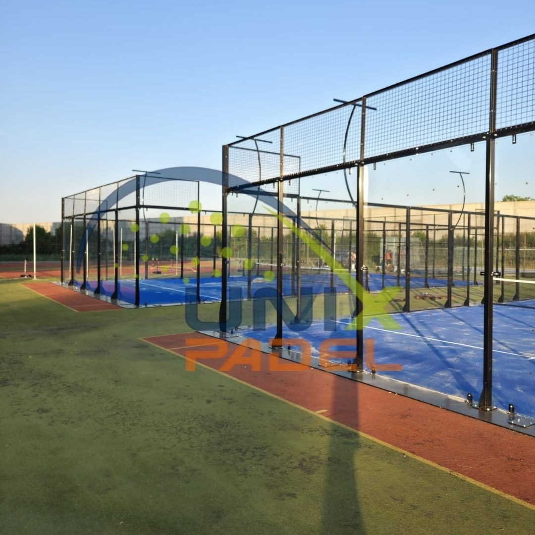 Portable Plate Padel Court in Austria set up on an existing industrial floor without concrete foundations