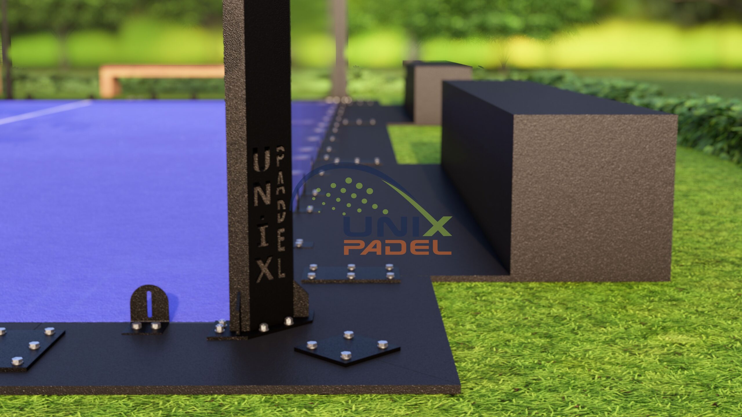 Panoramic Plate Padel Court structural installation detail
