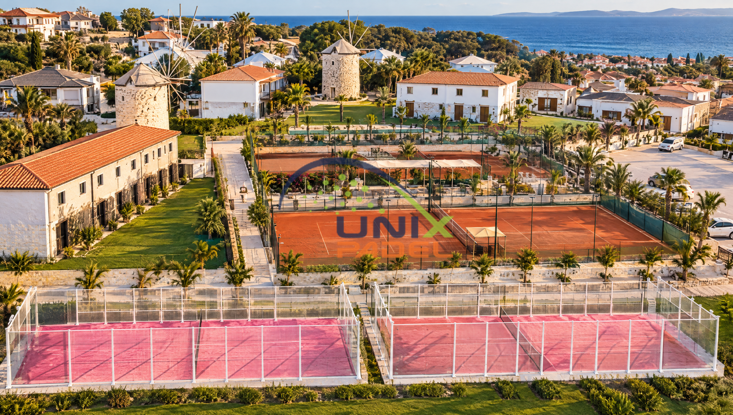 Fertiggestellte Unixpadel-Panoramaplätze in Çeşme, İzmir