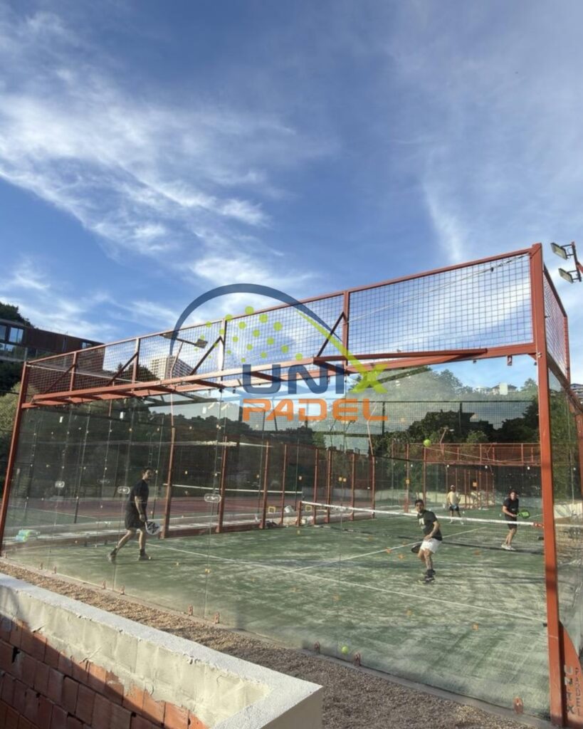 Action shot of players during a match on the newly delivered professional padel courts in Türkiye
